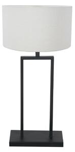 Steinhauer Lampa de masă Stang 3860ZW, negru/pânză albă, înălțime 55 cm, Negru, Camera de zi / sufragerie, Țesătură / Textil