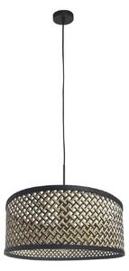 Steinhauer Lampă suspendată Sparkled Light, abajur împletit negru/lemn, reglabil, Negru, Camera de zi / sufragerie, Bamboo