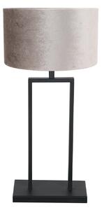 Steinhauer Lampa de masă Stang 3858ZW, negru/velur argintiu, înălțime 55 cm, Negru, Camera de zi / sufragerie, Țesătură / Textil