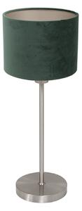 Mexlite Lampa de masă Noor, oțel/velur verde, înălțime 50 cm, E27, Metalic, Camera de zi / sufragerie, Metal