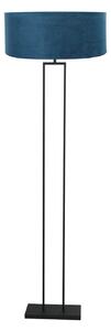 Steinhauer Lampadar Stang, negru/velur albastru, înălțime 160 cm, E27, Negru, Camera de zi / sufragerie, Metal, Modern