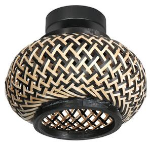 Steinhauer Plafonieră Bloeba, negru, împletitură de bambus, Ø 22,5 cm, reglabil, Negru, Camera de zi / sufragerie, Metal