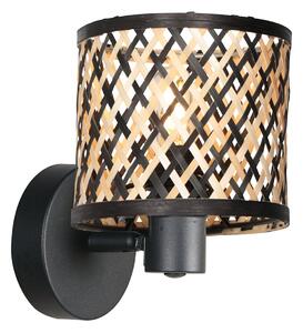 Mexlite Aplică de perete Sumba, negru, bambus natural/negru, E14, reglabil, Negru, Camera de zi / sufragerie, Metal