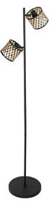 Mexlite Lampadar Sumba, cu 2 becuri, negru, bambus natural/negru, E14, Negru, Camera de zi / sufragerie, Metal