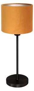 Mexlite Lampa de masă Noor negru/velur auriu, înălțime 50 cm, soclu E27, Negru, Camera de zi / sufragerie, Metal
