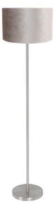 Mexlite Lampadar Noor, oțel/velur argintiu, înălțime 144 cm, E27, Metalic, Camera de zi / sufragerie, Metal