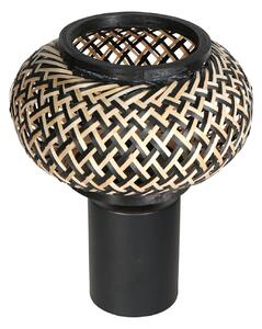 Steinhauer Lampa de masă Bloeba, negru, împletitură bambus, Ø 22,5 cm, Negru, Camera de zi / sufragerie, Metal