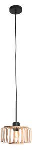 Steinhauer Lampă suspendată Sparkled Light, negru/bambus natural, Ø 20 cm, reglabil, Lemn, Camera de zi / sufragerie, Bamboo