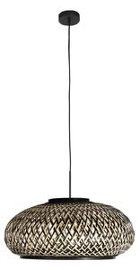 Steinhauer Lampă suspendată Sparkled Light 4476ZW, împletitură de bambus, Ø 50 cm, reglabil, Negru, Camera de zi / sufragerie, Bamboo