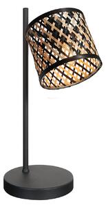 Mexlite Lampa de masă Sumba, negru, bambus natural/negru, E14, Negru, Camera de zi / sufragerie, Metal