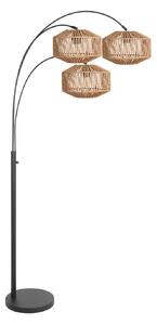 Steinhauer Lampadar Nox Light cu 3 becuri, negru, cablu maro, E27, Negru, Camera de zi / sufragerie, Metal