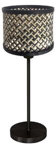 Mexlite Lampa de masă Noor negru/împletitură negru-natur, înălțime 50 cm, soclu E27, Negru, Camera de zi / sufragerie, Metal