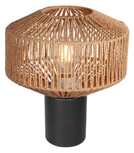Anne Light Lampa de masă Bloeba, negru, cablu maro, Ø 23 cm, Negru, Camera de zi / sufragerie, Metal