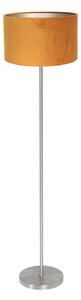 Mexlite Lampadar Noor, oțel/velur auriu, înălțime 144 cm, E27, Metalic, Camera de zi / sufragerie, Metal