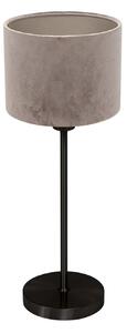 Mexlite Lampă de masă Noor negru/velur argintiu, înălțime 50 cm, soclu E27, Negru, Camera de zi / sufragerie, Metal