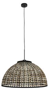 Steinhauer Lampă suspendată Sparkled Light 4477ZW, împletitură de bambus, Ø 60 cm, reglabil, Negru, Camera de zi / sufragerie, Bamboo