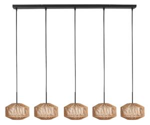 Anne Light Lampă suspendată Ropex 4530, 5 becuri, lungă, neagră, cablu maro, reglabil, Maro / Rugină, Camera de zi / sufragerie, Metal