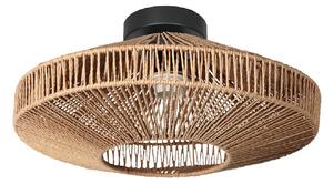 Anne Light Plafonieră Bloeba, negru, cablu maro, Ø 40 cm, reglabil, Negru, Camera de zi / sufragerie, Metal