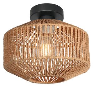 Anne Light Plafonieră Bloeba, negru, cablu maro, Ø 23 cm, reglabil, Negru, Camera de zi / sufragerie, Metal