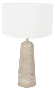 Anne Light Lampa de masă Travino, înălțime 49 cm, travertin, pânză, E27, Bej, Camera de zi / sufragerie, Marmură