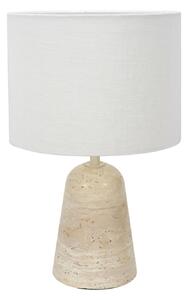Anne Light Lampa de masă Travino, înălțime 34 cm, travertin, pânză, E27, Bej, Camera de zi / sufragerie, Marmură