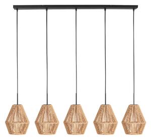 Anne Light Lampă suspendată Ropex 4531, 5 becuri, lungă, neagră, cablu maro, reglabil, Maro / Rugină, Camera de zi / sufragerie, Metal
