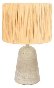 Anne Light Lampa de masă Travino, înălțime 34 cm, travertin, iarbă mare, E27, Bej, Camera de zi / sufragerie, Marmură