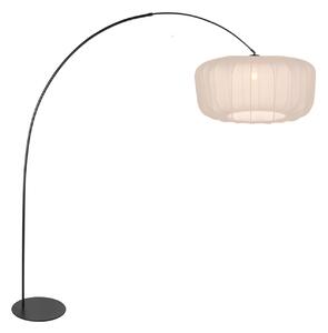 Anne Light Lampa curbată Curve, negru, abajur din nailon crem, Ø 60 cm, Negru, Camera de zi / sufragerie, Metal, Modern