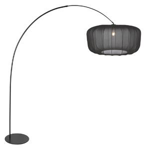 Anne Light Lampa curbată Curve, negru, abajur din nailon Ø 60 cm, Negru, Camera de zi / sufragerie, Metal, Modern