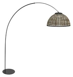 Anne Light Lampa curbată Curve, negru, abajur din împletitură de bambus, Ø 60 cm, Negru, Camera de zi / sufragerie, Metal