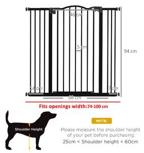 PawHut Poartă Extensibilă pentru Câini fără Șuruburi, Poartă de Siguranță Reglabilă, 94-100x94 cm, Negru
