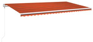 Copertină automată senzor vânt&LED, portocaliu/maro, 600x300 cm