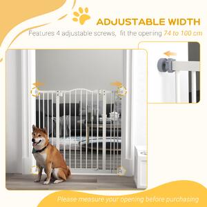PawHut Poartă Extensibilă pentru Câini fără Șuruburi, Poartă de Siguranță Reglabilă, 94-100x94 cm, Alb