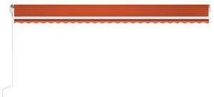 Copertină automată senzor vânt&LED, portocaliu/maro, 600x300 cm