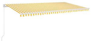 Copertină retractabilă manual cu LED, galben și alb, 600x300 cm