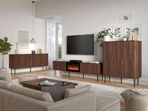 Set de living Miravio 104, Marmură neagră, Nuc, PAL laminat, MDF