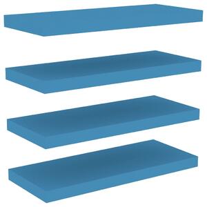 Rafturi perete suspendate, 4 buc., albastru, 60x23,5x3,8 cm MDF