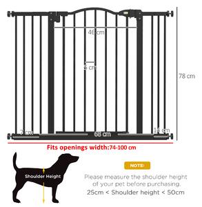 PawHut Poartă Extensibilă pentru câini fără șuruburi, Poartă de Siguranță Reglabilă, 94-100x78 cm, Negru