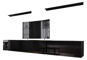 Camera de zi Hoover 101Negru lucios, Negru, Părți separate, Cu comodă tv, PAL laminat, 258x38cm