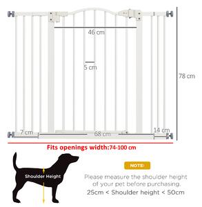 PawHut Poartă Extensibilă pentru Câini fără Șuruburi, Poartă de Siguranță Reglabilă, 94-100x78 cm, Alb