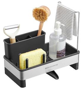Organizator pentru chiuvetă SINK cu scurgător, argintiu/negru SongmicsHome