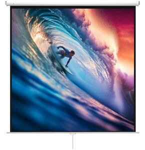 HOMCOM Ecran de Proiecție 120 Inch Format 1:1, Ecran Rulabil cu Unghi de 160° și Montare pe Tavan sau Perete, 223x8x223 cm, Alb | Aosom Romania