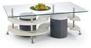 Set masa cafea cu tabureti NINA 5, transparent/crom, 130x70x42 cm