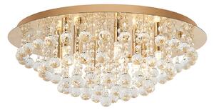 Plafoniere Lindby, Gillion, reglabil, Auriu / Alamă, Camera de zi, Cristal, Modern