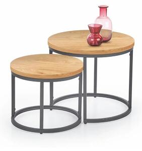 Set 2 masute cafea OREO, stejar auriu/negru