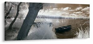 Tablou cu barca pe lac (120x50 cm)