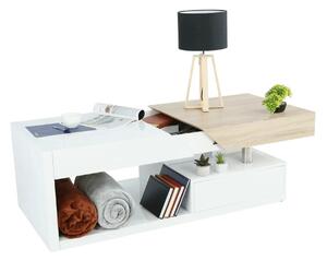 Masuta cafea MELIDA, alb/stejar sonoma, 120x60x43 cm