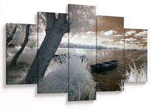 Tablou cu barca pe lac (150x105 cm)