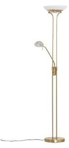 Lampadar Lindby, Yveta, reglabil, Auriu / Alamă, Camera de zi, Metal, Modern