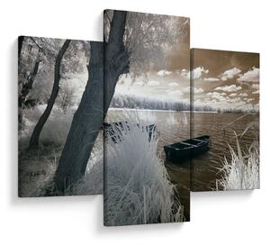 Tablou cu barca pe lac (90x60 cm)